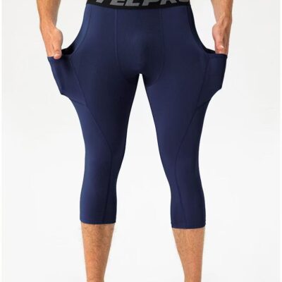 Compression Pants Mens ¾ With Pocket